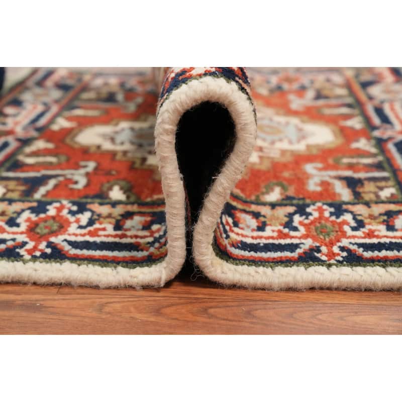 Hand Knotted Oriental 100% Wool Carpet Traditional Medallion Beige & Ivories Heriz (serapi) Area Rug - 3' 0'' X 2' 0''