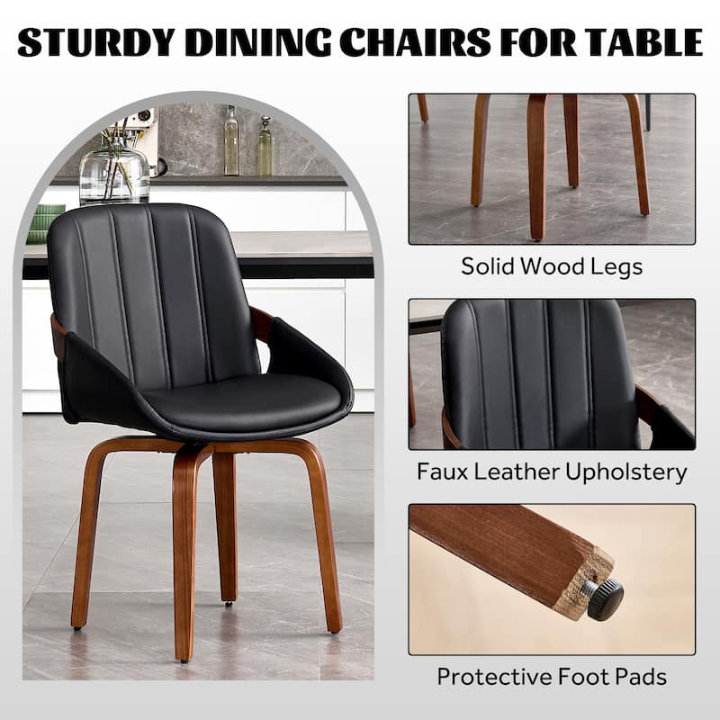 Upholstered Modern Faux Leather Swivel Dining Chairs Bentwood Side Chairs, Set of 2/4/6