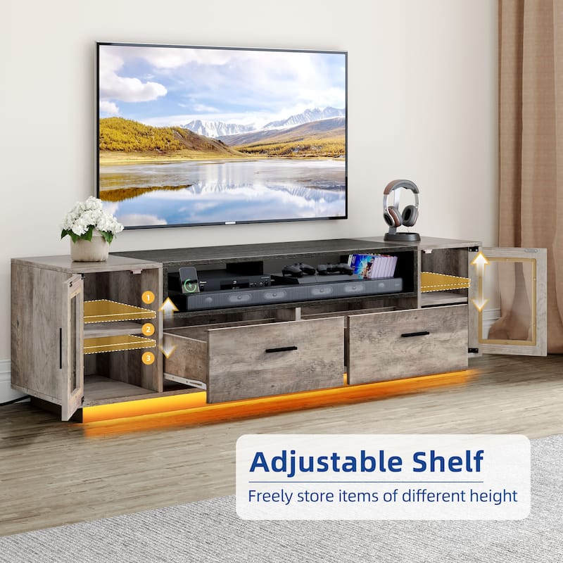 Moasis 63 inch TV Stand with LED RGB Light Entertainment Center for TVs up to 75"