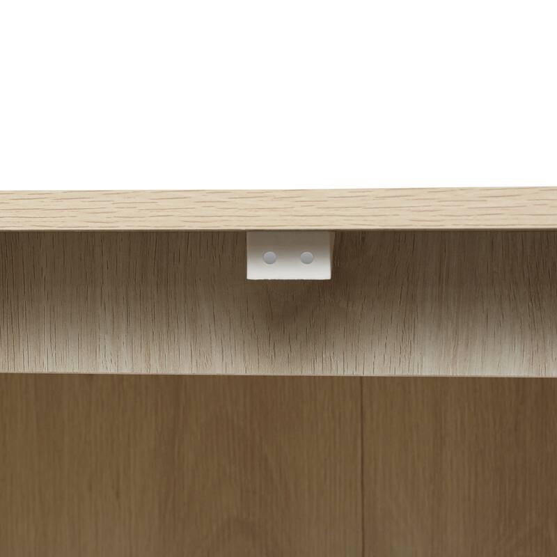 Engineered Rattan Buffet Accent Storage Cabinet 4-Door Sideboard with Adjustable Shelf, Cupboard Console Table Hallway Cabinet