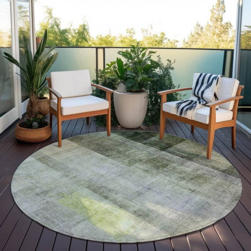 Machine Washable Indoor/ Outdoor Modern Abstract Chantille Rug
