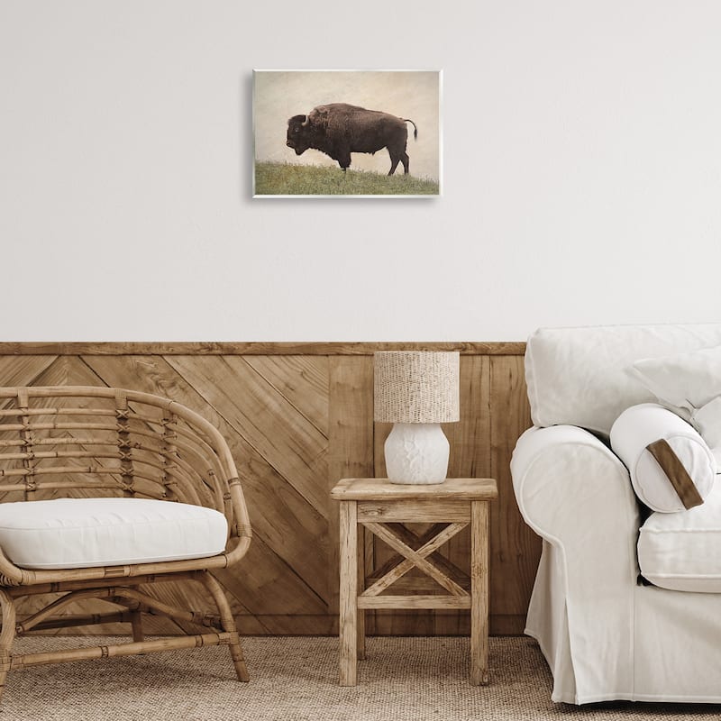 Stupell Serene Buffalo on Country Hill Wall Plaque Art Design By Steve Toole