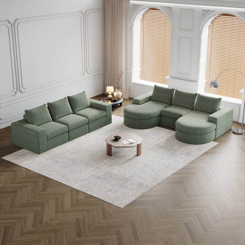 Roomfitters 99" Modern Chenille Cloud Curved Sectional Sofa with Chaise, L-Shaped Couch, for Living Room or Apartment