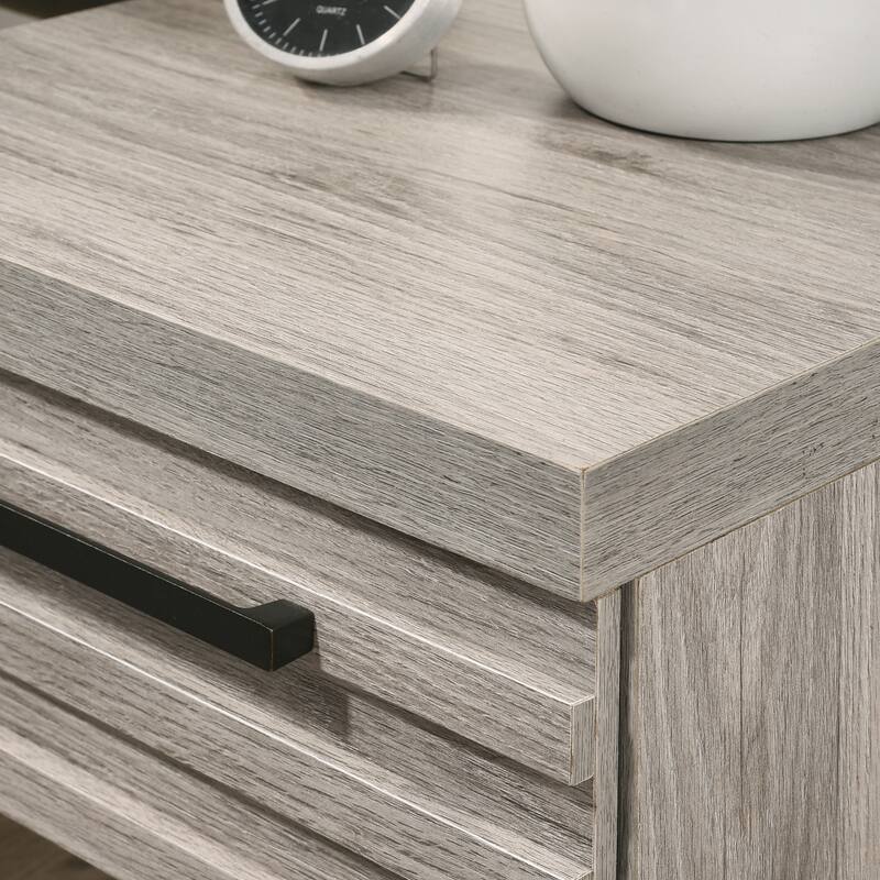 Alvear Contemporary Wood Nightstand With Metal Base, Nightstand Only