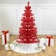 preview thumbnail 1 of 8, Pre-Lit Artificial Tinsel Christmas Tree 3' - Clear Lights Red