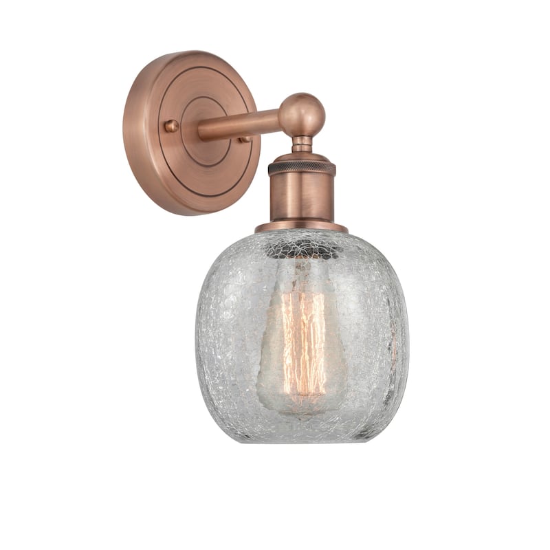 Innovations Lighting 616-1W-12-6 Belfast Sconce Belfast 12" Tall Wall - Antique Copper / Clear Crackle
