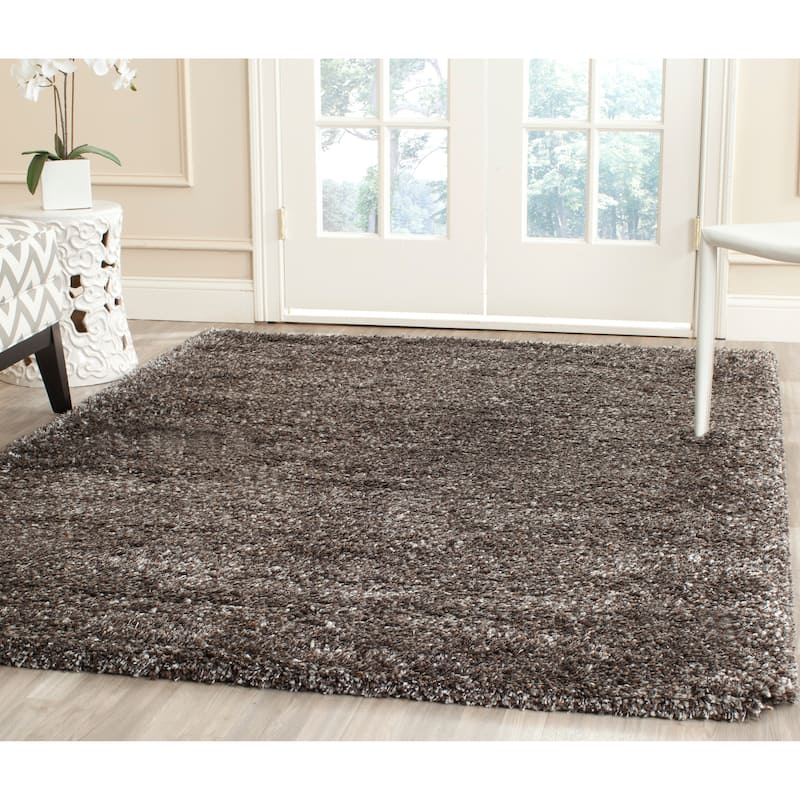 SAFAVIEH New York Shag Ruslana 1.2-inch Thick Rug - 4' x 4' - Brown/Brown - Square/Runner