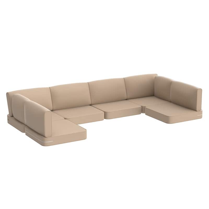 14-Piece Patio Furniture Sofa Cushions, 6-Seater Outdoor Cushion Set (Only Include Cusions，Not Sofa） - 25.6*25.6*4in