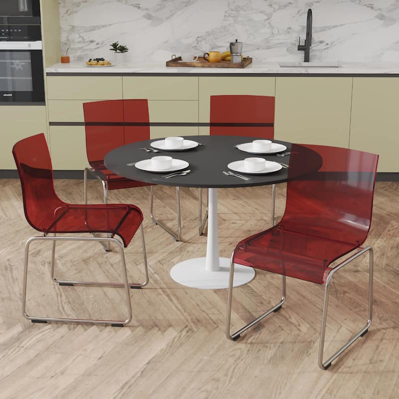 Lima Modern Transparent Acrylic in Chrome Steel Frame Dining Chair