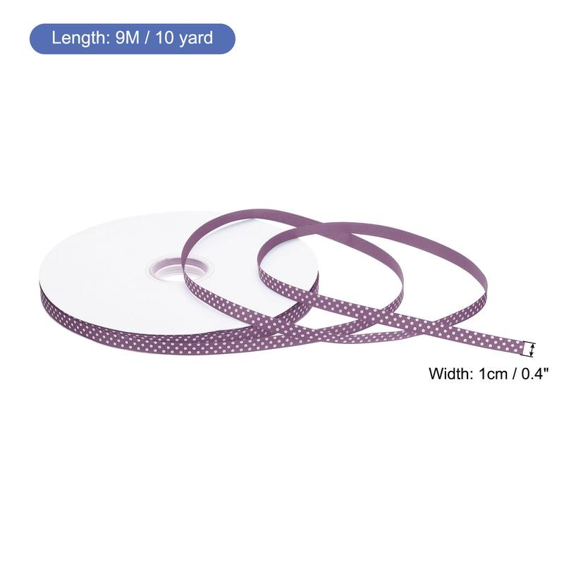 Grosgrain Ribbons with Dots Ribbon Bow Decoration - Deep Purple - 100 Yards 3/8 Inch