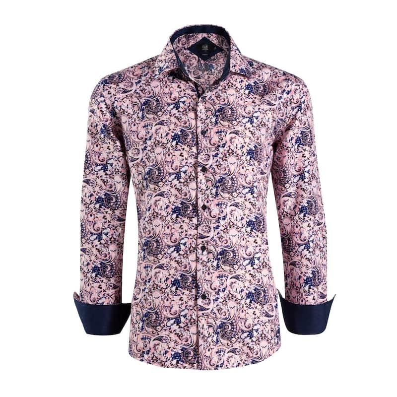 Elie Balleh Boys' Slim Fit Printed Shirt - 18 - Pink