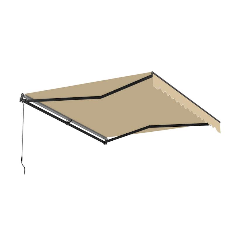 ALEKO Caribbean Motorized Retractable Patio Awning - Black Frame - Desert Sand - 13 x 10 Feet