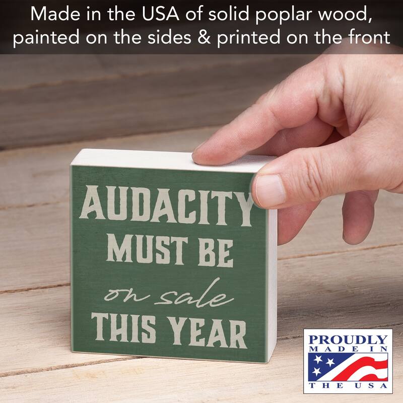 Artistic Freestanding Solid Wood Block Sign Made in the USA 3.75” Square Decorative Accent for Home or Office - Multi