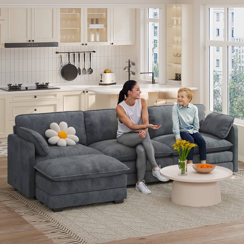 110" Cloud Sectional Couch with L-Shape Chaise, Modern Modular Sofa with Soft Seat