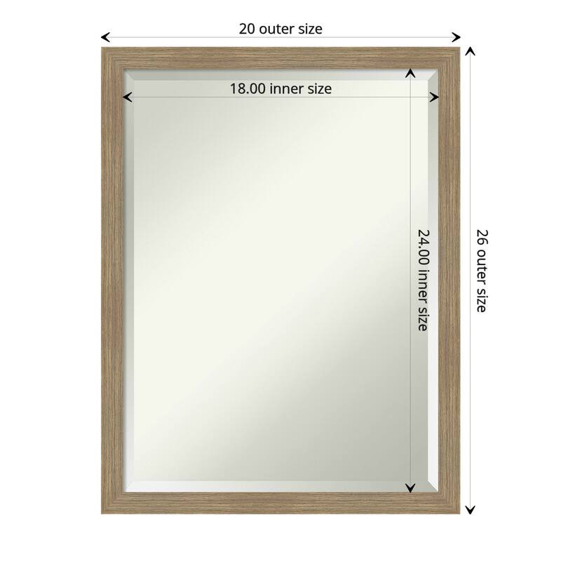 Woodgrain Stripe Beveled Wood Framed Bathroom Vanity Wall Mirror - Woodgrain Stripe Mocha - Glass Size 18x24