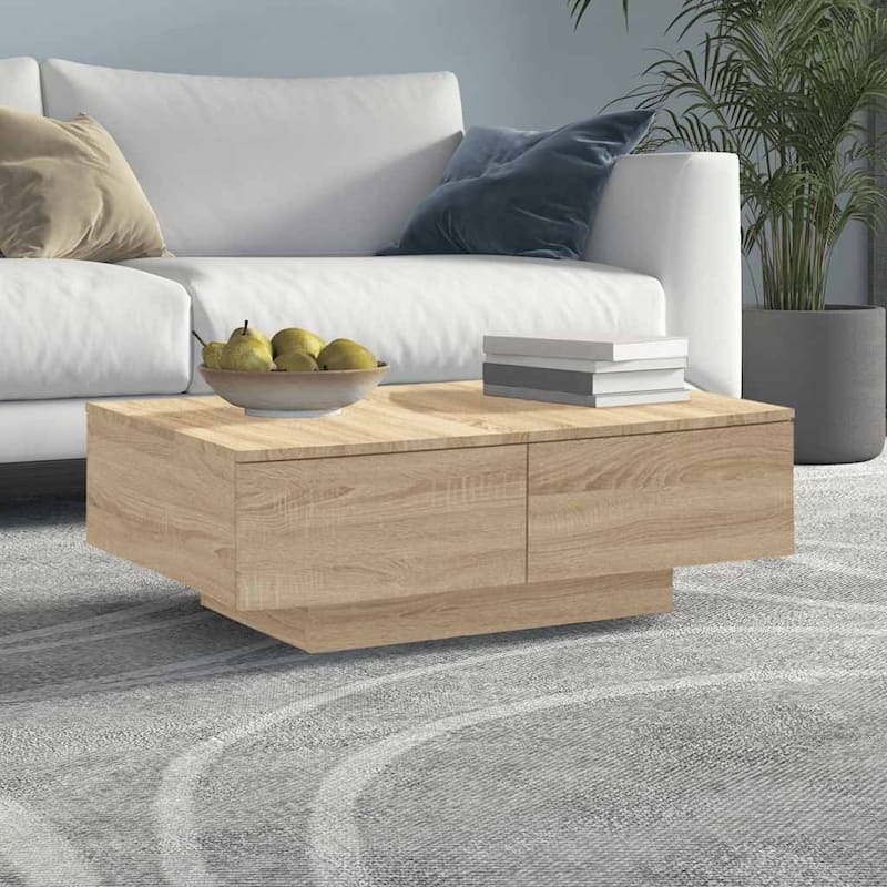 vidaXL Coffee Table Accent Side End Sofa Table for Living Room Engineered Wood - 35.4" x 23.6" x 12.2" - Sonoma oak