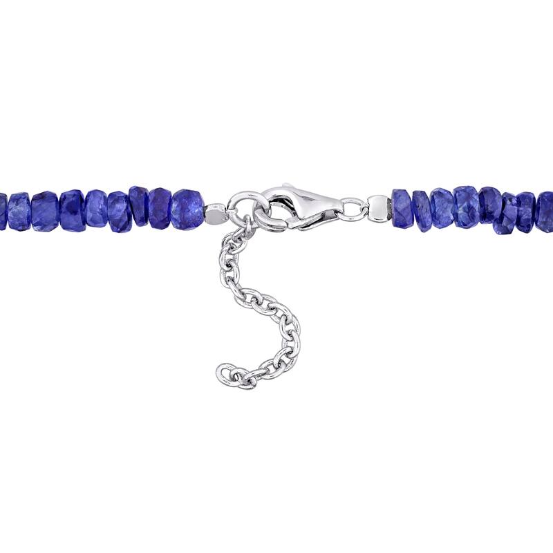 Miadora 11 1/2ct TGW Fancy Blue Sapphire Beaded Bracelet in Sterling Silver Clasp-725+1 in