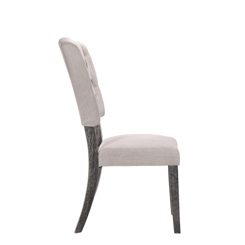 Bernard Beige Linen & Weathered Gray Oak Finish Side Chair (Set of 2)