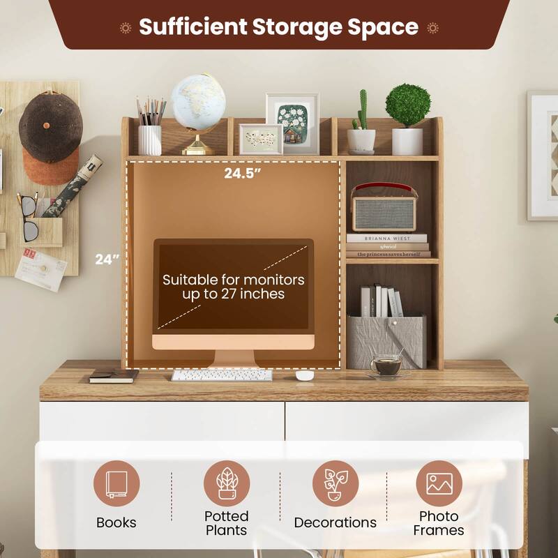 Costway Desk Bookshelf Desktop Storage Organizer Display Shelf Rack