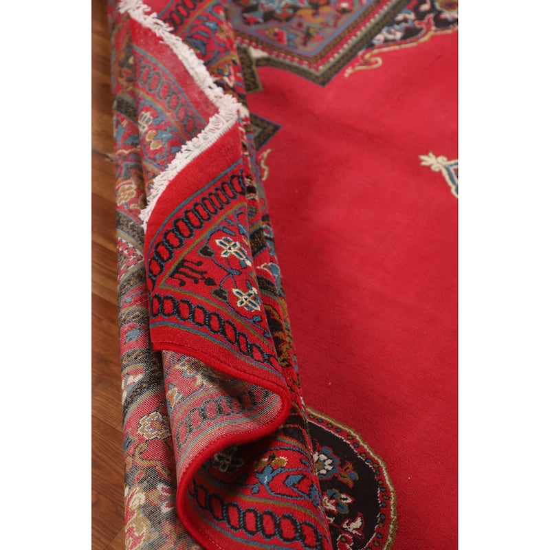 Geometric Red Tabriz Turkish Area Rug Machine Made Carpet - 9'8" x 13'4"