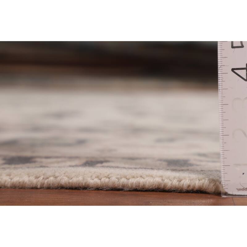 All-Over Ivory Floral Oushak Indian Area Rug Handmade Wool Carpet - 9'2"x 12'1"