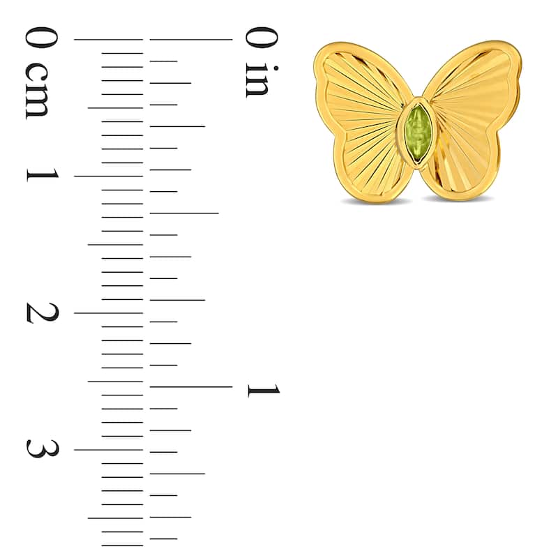 Miadora 1/5ct TGW Marquise-Cut Peridot Butterfly Stud Earrings in Yellow Plated Sterling Silver