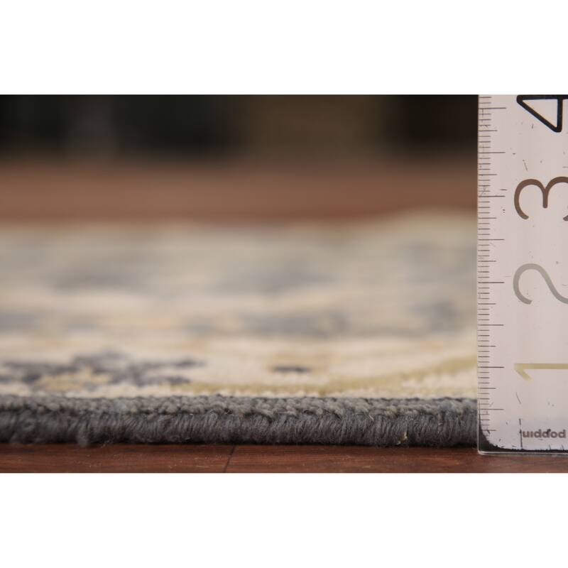 Transitional Gray Oushak Indian Runner Rug Hand-Knotted Wool Carpet - 2'6" x 9'10"