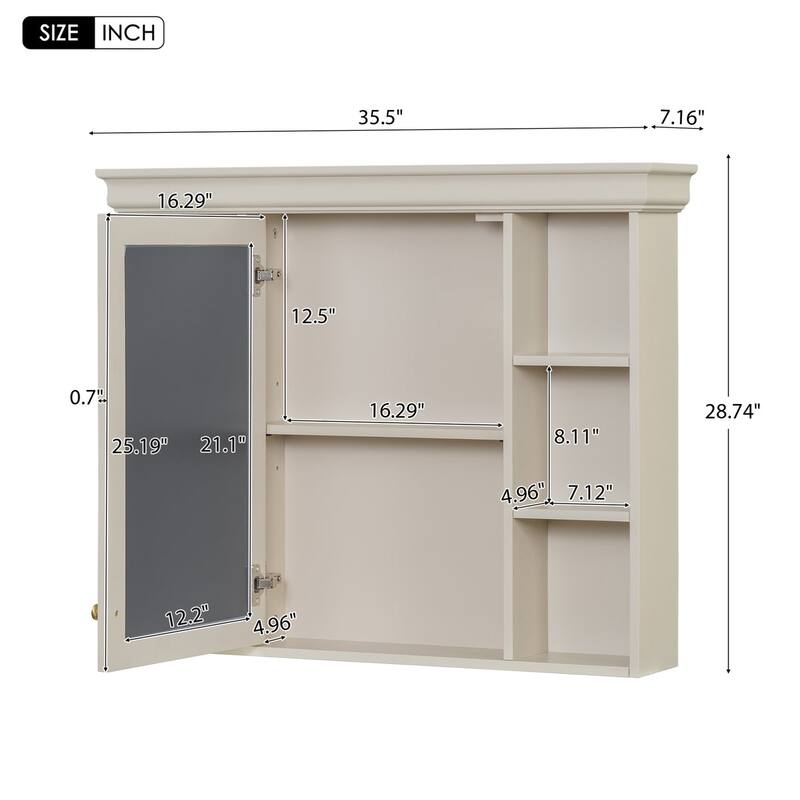36 inch MDF Freestanding Bathroom Vanity Set with Integrated Resin Sink with Mirror cabinet