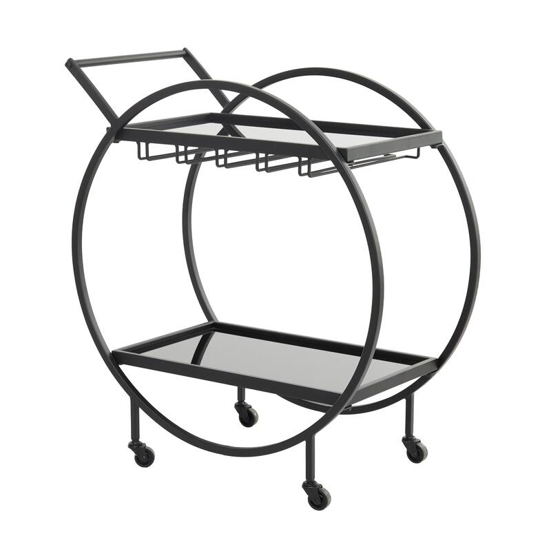 Metal Contemporary Bar Cart with Wheels