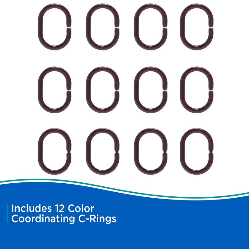 Kenney Lightweight PEVA Shower Curtain Liner and C-Ring Set, 70" W x 72" H