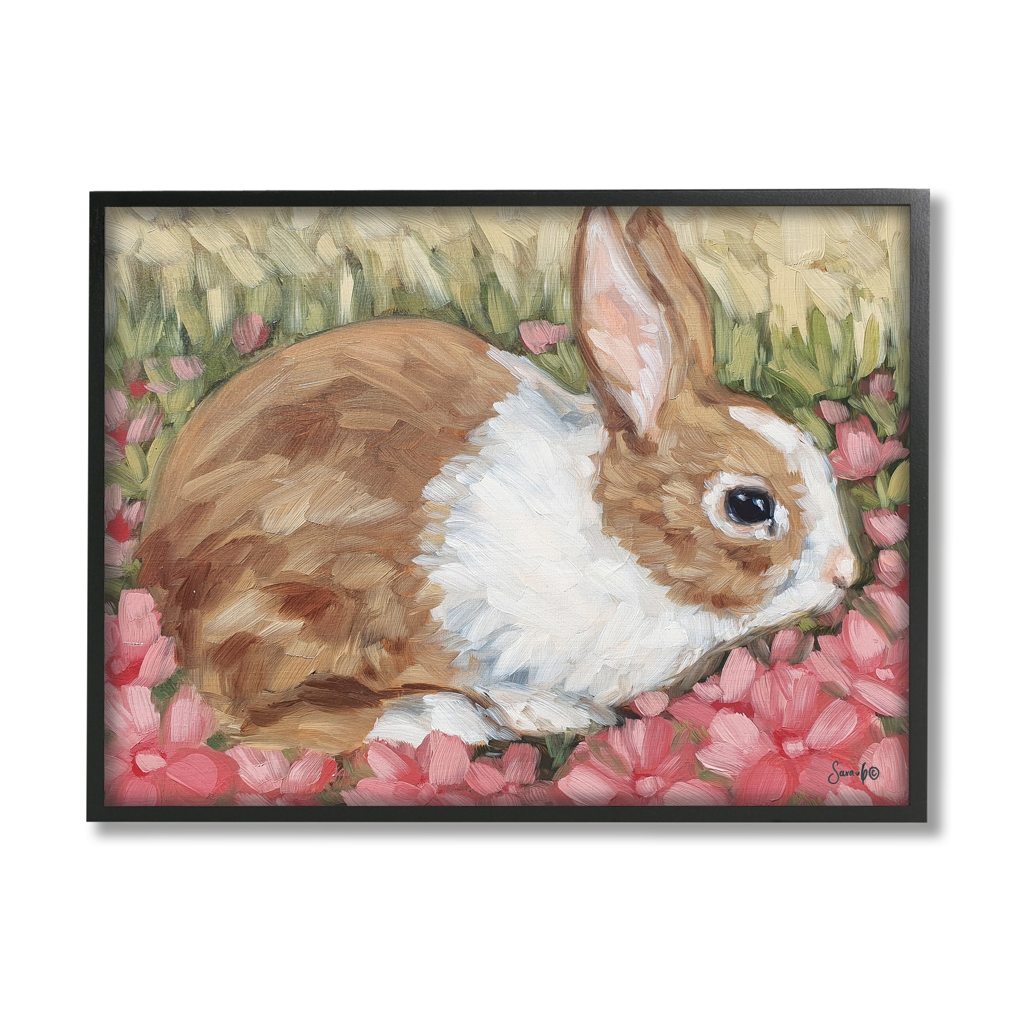 Stupell Bunny Pink Spring Blossoms Framed Giclee Art by Sara G. Designs