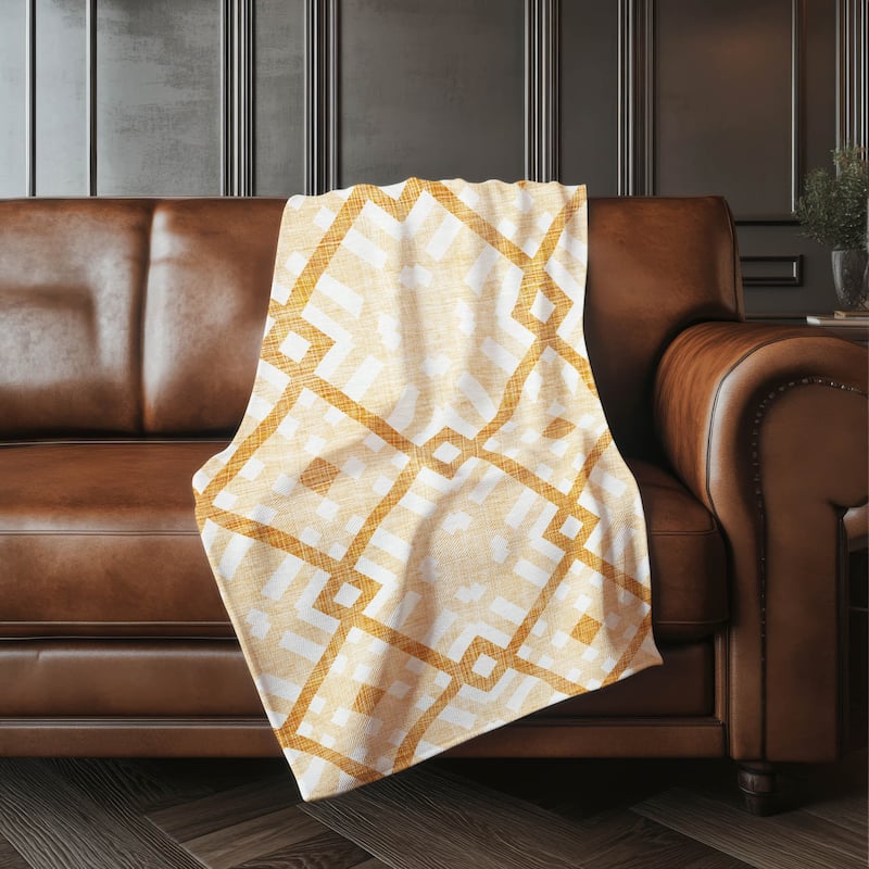 Premium Machine Washable Contemporary Geo Sherpa Throw Blanket - Peach - 4'2" x 5'10"