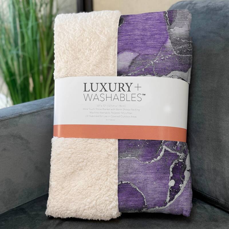Premium Machine Washable Abstract Contemporary Sherpa Throw Blanket
