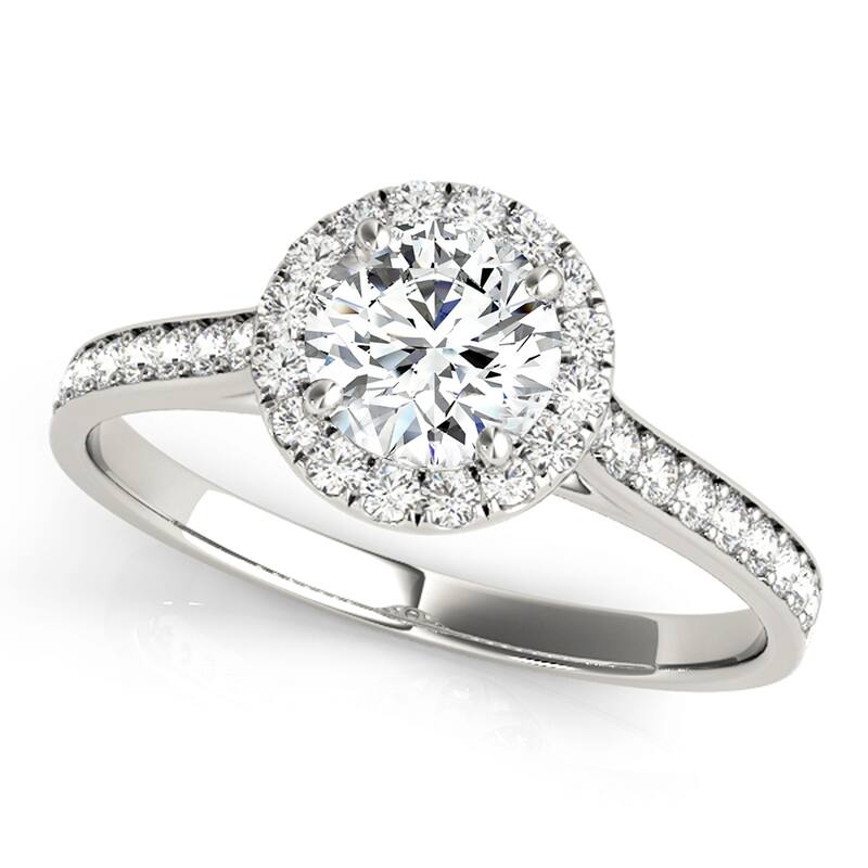 Auriya 14k White Gold Lab Grown Round Diamond Halo Engagement Ring 0.50 to 5.00 ct. tw. (F-G VS) - 2.50 ct. center - 4.5
