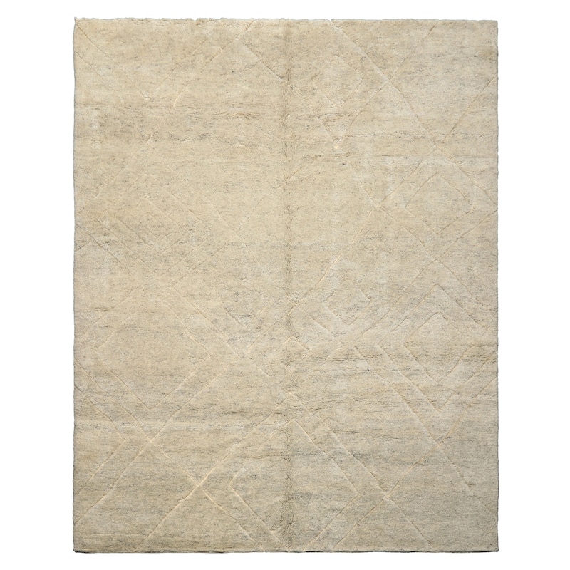 8x10 Tibetano Hand Knotted Wool Beige Moroccan Modern & Contemporary Rug - 8' x 10' - 8' x 10'
