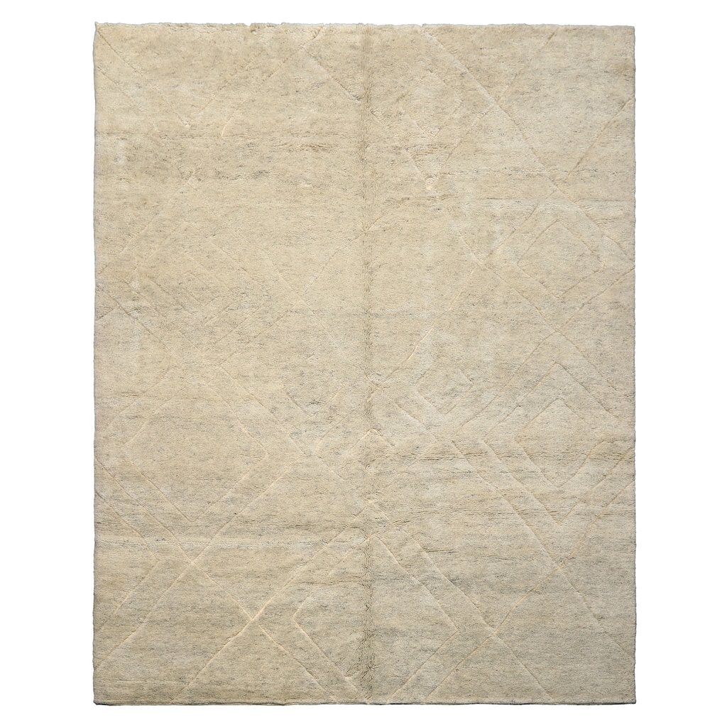 8x10 Tibetano Hand Knotted Wool Beige Moroccan Modern & Contemporary Rug - 8' x 10'