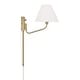 preview thumbnail 10 of 8, 8.5" W x 10.25" H 1-Light Swivel Armed Sconce with Tapered Fabric Shade with Optional Plug-in and Cord Cover