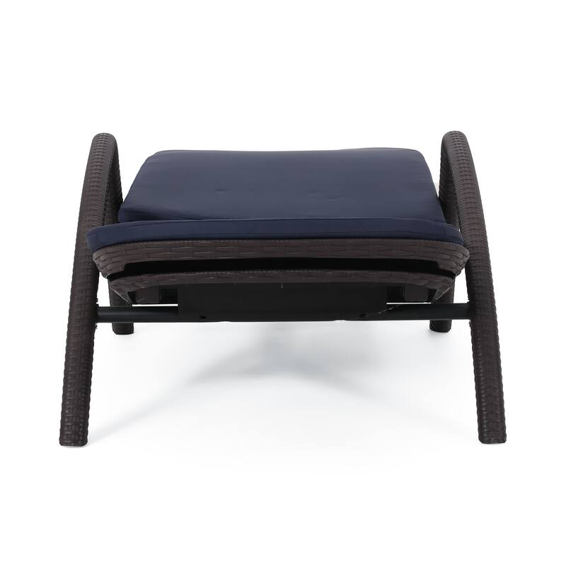 Outdoor Chaise Lounge Chair with Cushion, Adjustable Backrest Recliner Sun Lounger