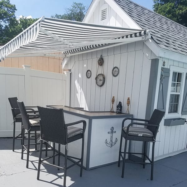 Aleko Replacement Fabric For Patio Retractable 10 X 8 Ft Awning Grey White Overstock 26970851