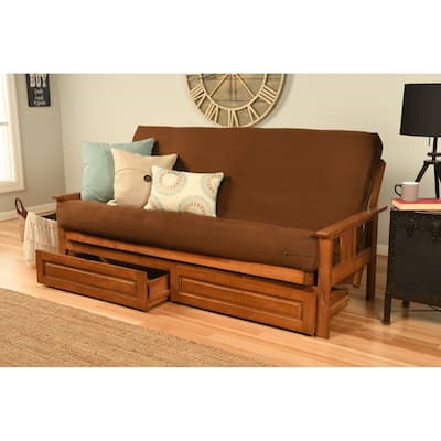 Somette Monterey Sofa in Barbados Finish with Storage and Removable Suede Mattress Cover
