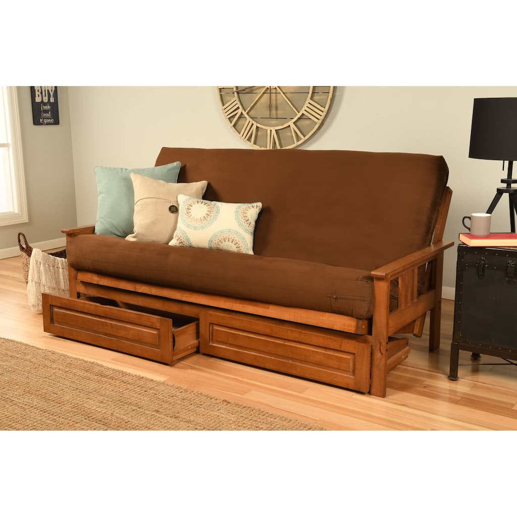 Somette Monterey Sofa in Barbados Finish with Storage and Removable Suede Mattress Cover