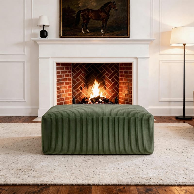 Corduroy Upholstered Modular Sectional Sofa with Ottoman