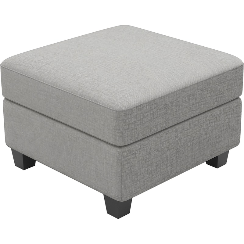 HomeRoots 26" Beige and Black Chenille Storage Ottoman
