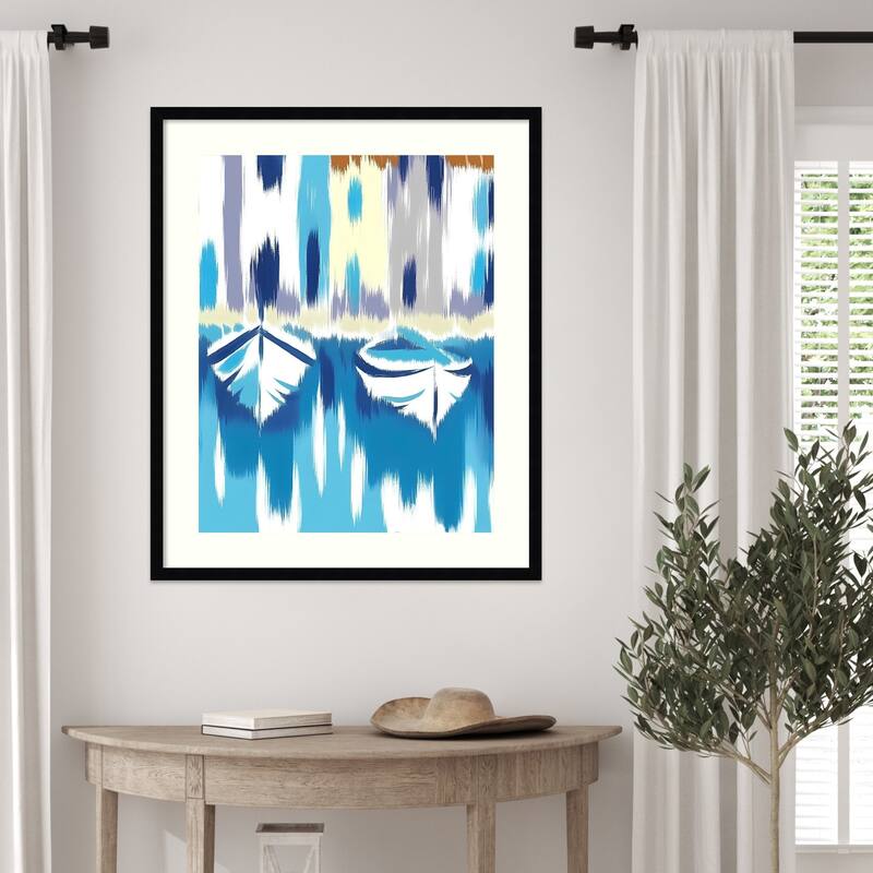 Lengues Contemporary by Elena Avanesova Wood Framed Wall Art Print - Svelte Noir Black