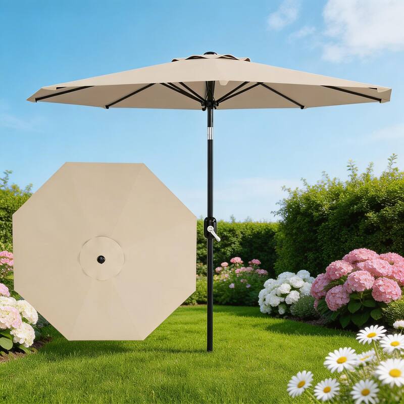 10ft Outdoor Patio Umbrella, with Crank Lift & Push Button Tilt, UV Protection Waterproof