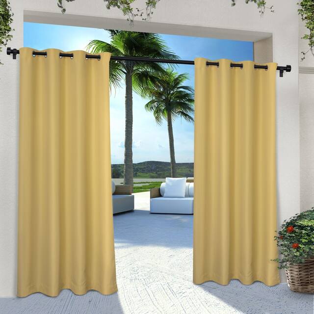 ATI Home Indoor/Outdoor Solid Cabana Grommet Top Curtain Panel Pair - 54x96 - Sundress Yellow