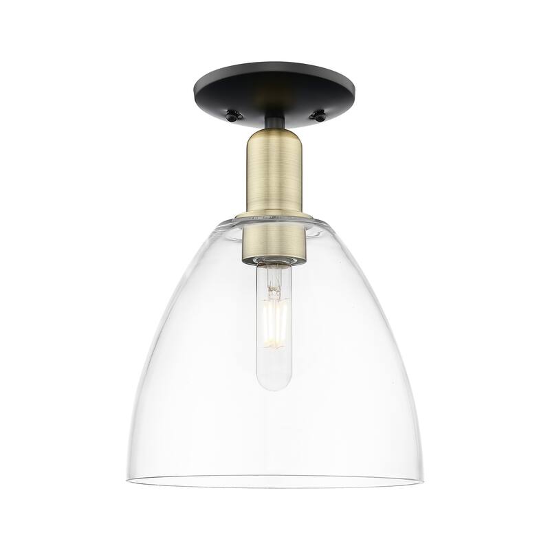 Innovations Lighting 716-1C-13-9 Bristol Semi-Flush Bristol 9" Wide - Black Antique Brass / Clear