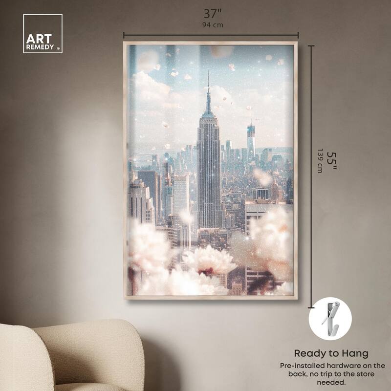 Peonies Over New York Shadowbox by Art Remedy