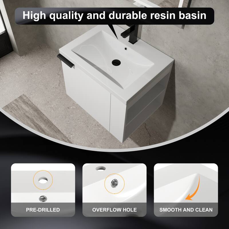 24" Bathroom Vanity Sink Combo with Generous Storage, Modern Oak Cabinet, Soft-Close Doors, and Easy Assembly