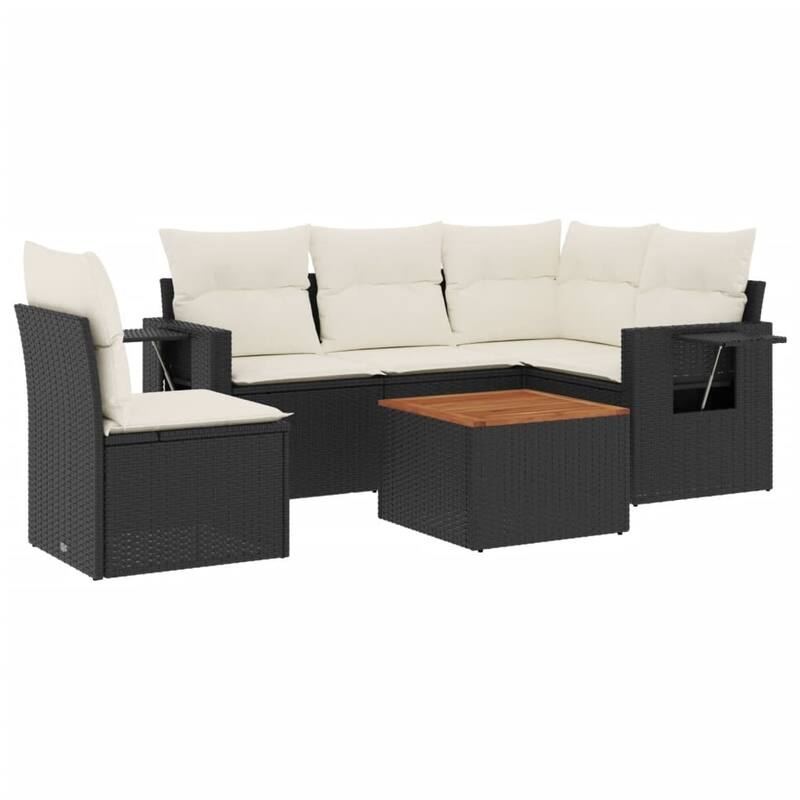 vidaXL Patio Sofa Set with Cushions Outdoor Furniture 6 Piece Poly Rattan